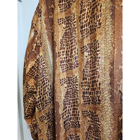Vintage Nylon Bomber Jacket Snakeskin Pattern Gold Brown 90s Y2K Hip Hop Womans - Picture 10 of 15